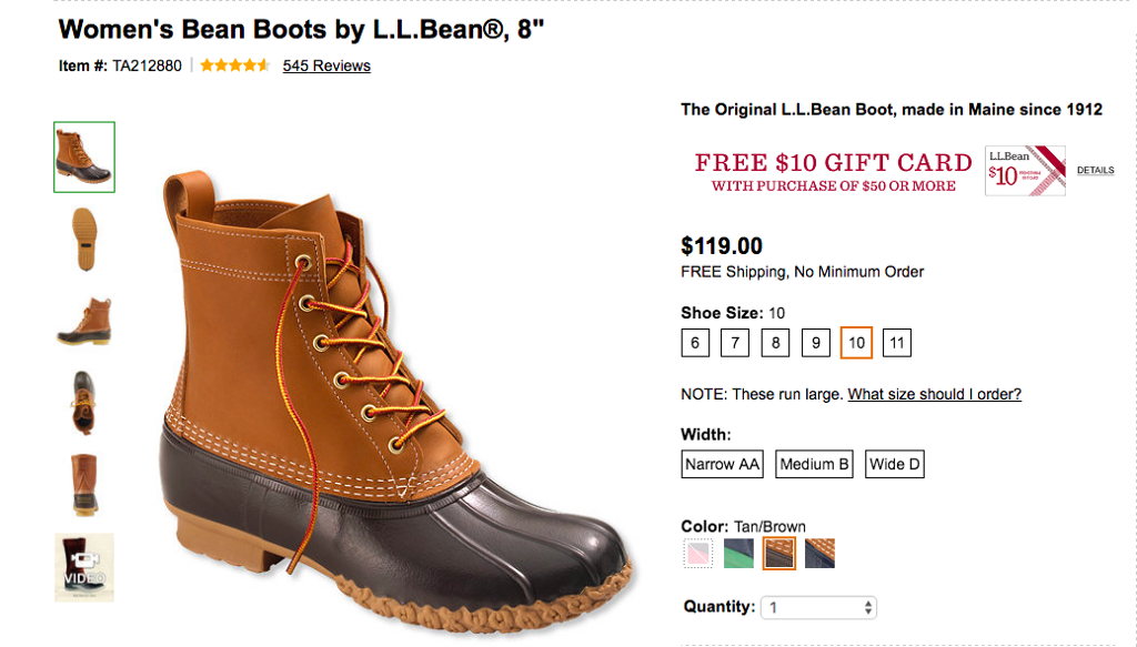 Bean on sale boots width